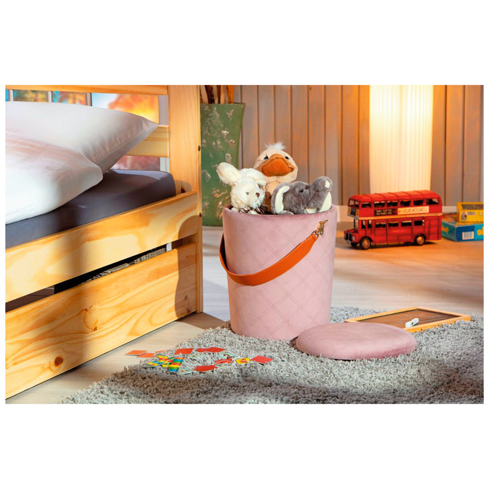 Hocker Nevis Ø31x40cm Samt altrosa