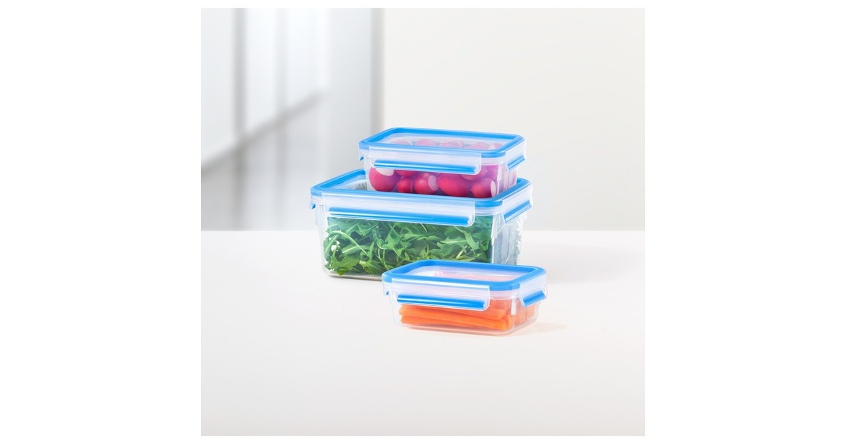 EmsaClip & Close Vershouddozen-set doos  (Transparant/blauw, 3 stuks)