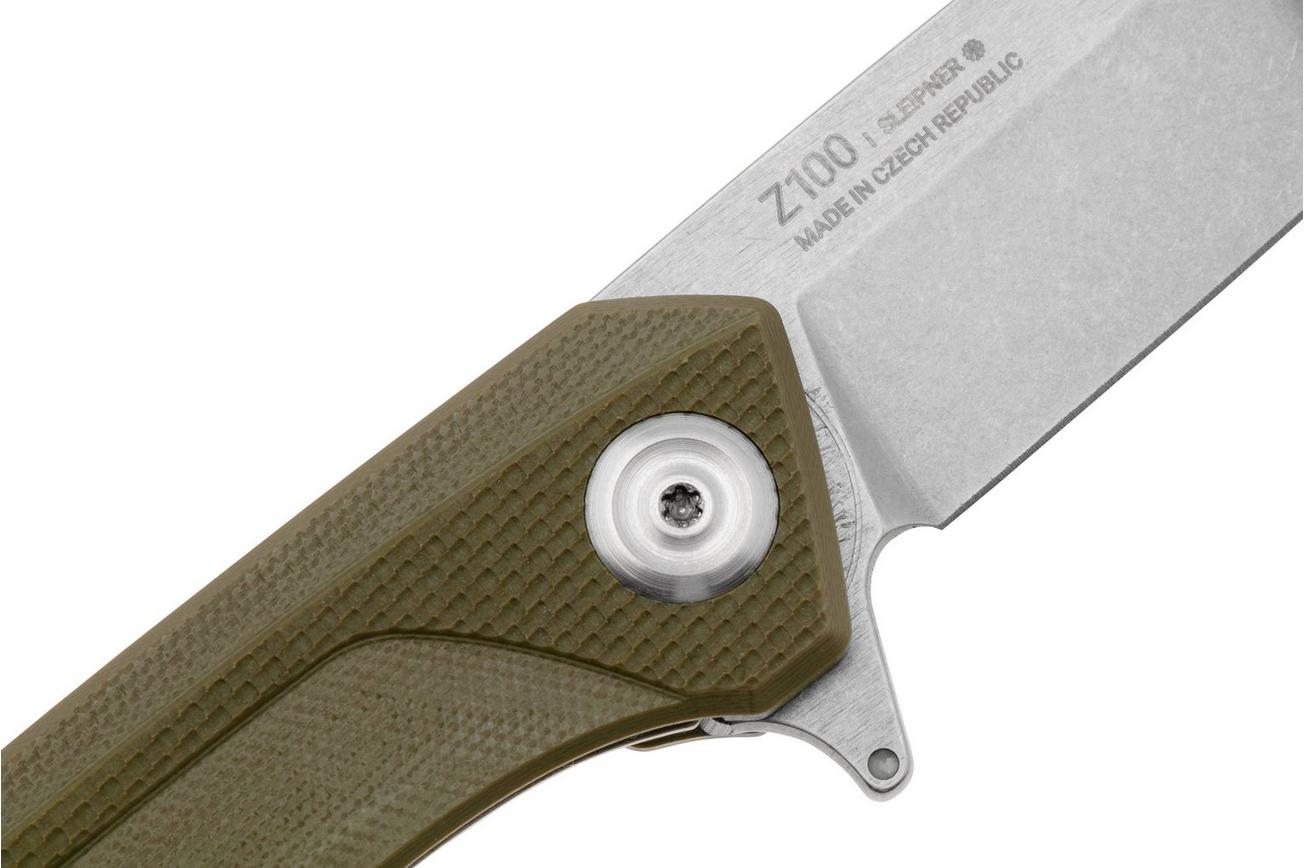 ANV Knives Z100 BB VZ100-056 Stonewashed Sleipner, Olive G10, zakmes