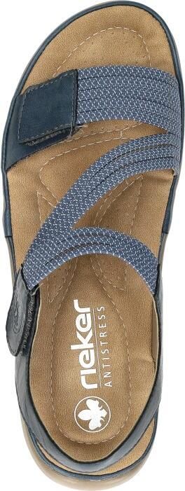 Rieker Blauwe Comfort Sandaal met Klittenbandsluiting Blue Dames