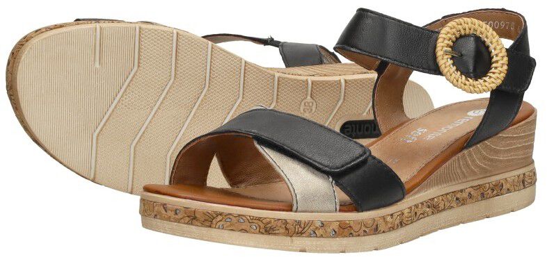 Remonte Sandalen Plat zwart