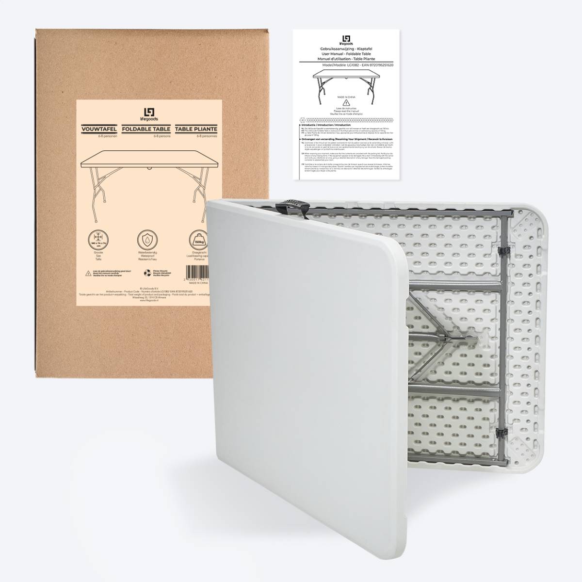LifeGoods 180x70 cm Inklapbare tafel - White