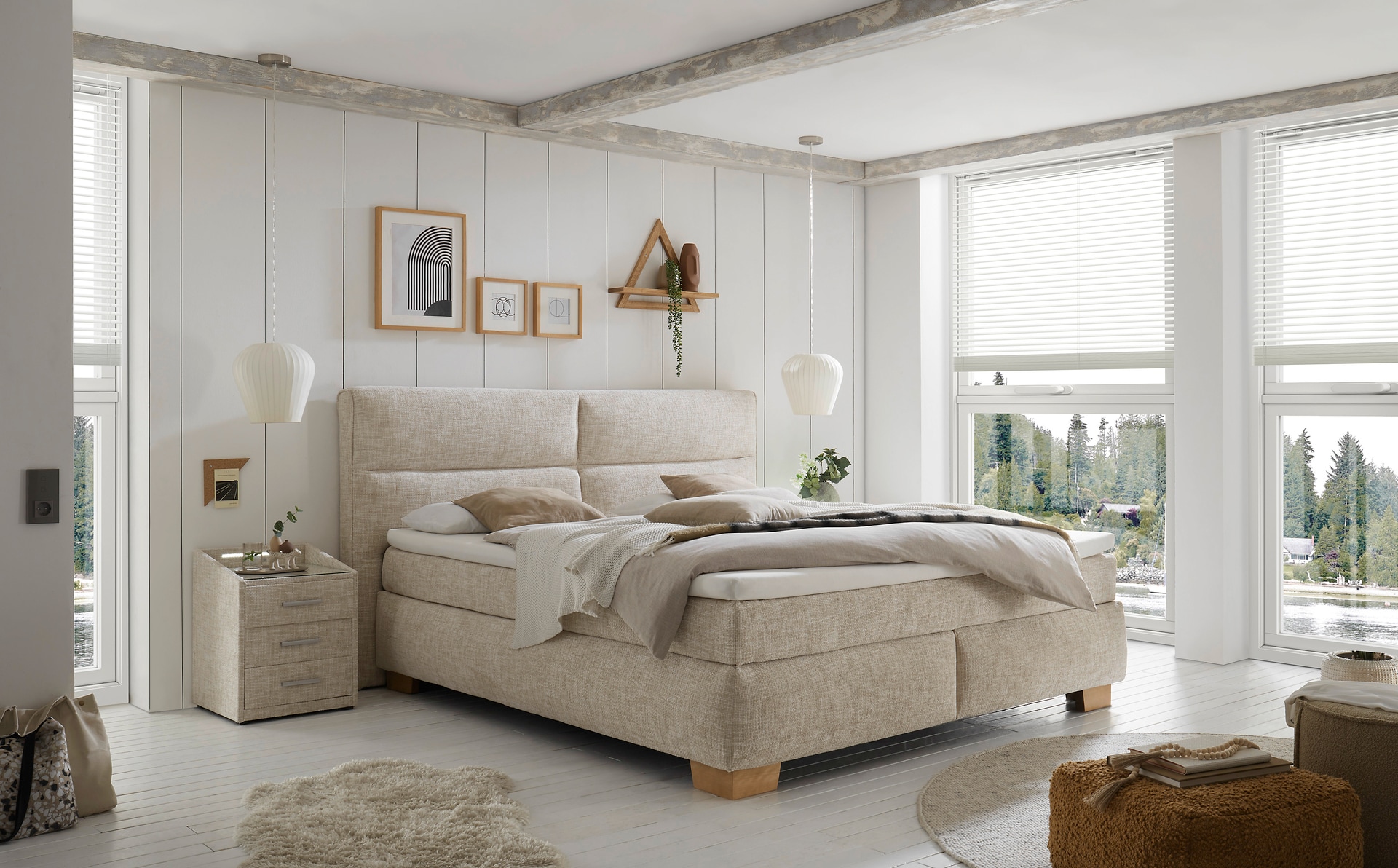 Boxspringbett ALISON 200 x 220 cm beige