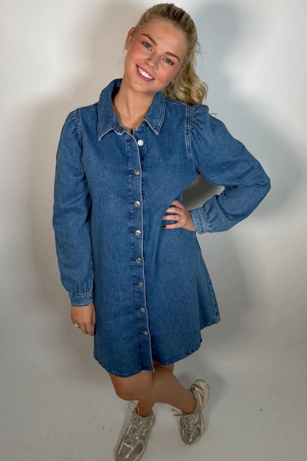 Only Onlalma L/S Dress Cro 4724084 medium blue denim