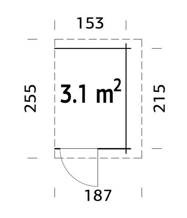 Palmako Anbauschuppen, ca. B187/H183/T255 cm