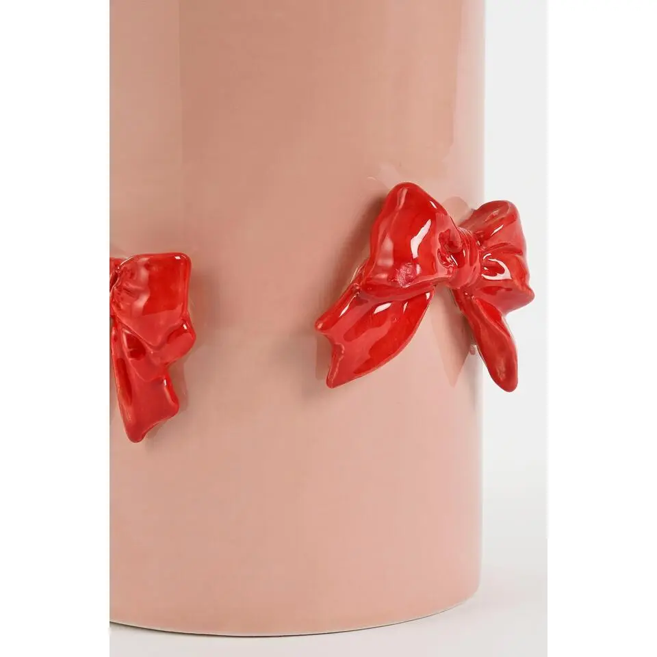 Mica Decorations Vaas - H26 x Ø17 cm - Dolomiet - Rood, Lichtroze