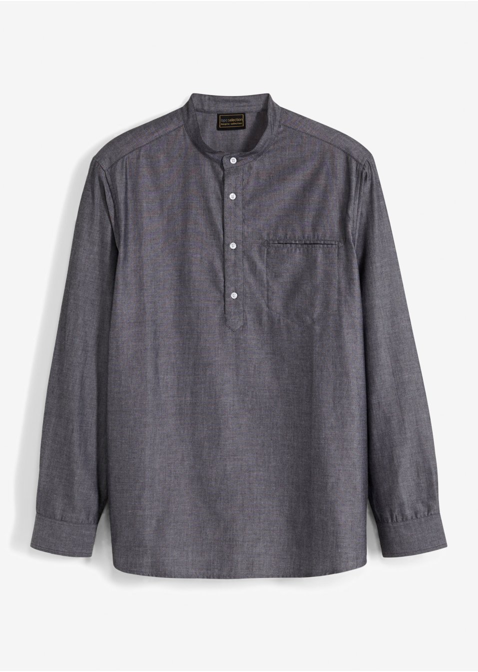 Chemise manches longues avec col montant en coton Oxford