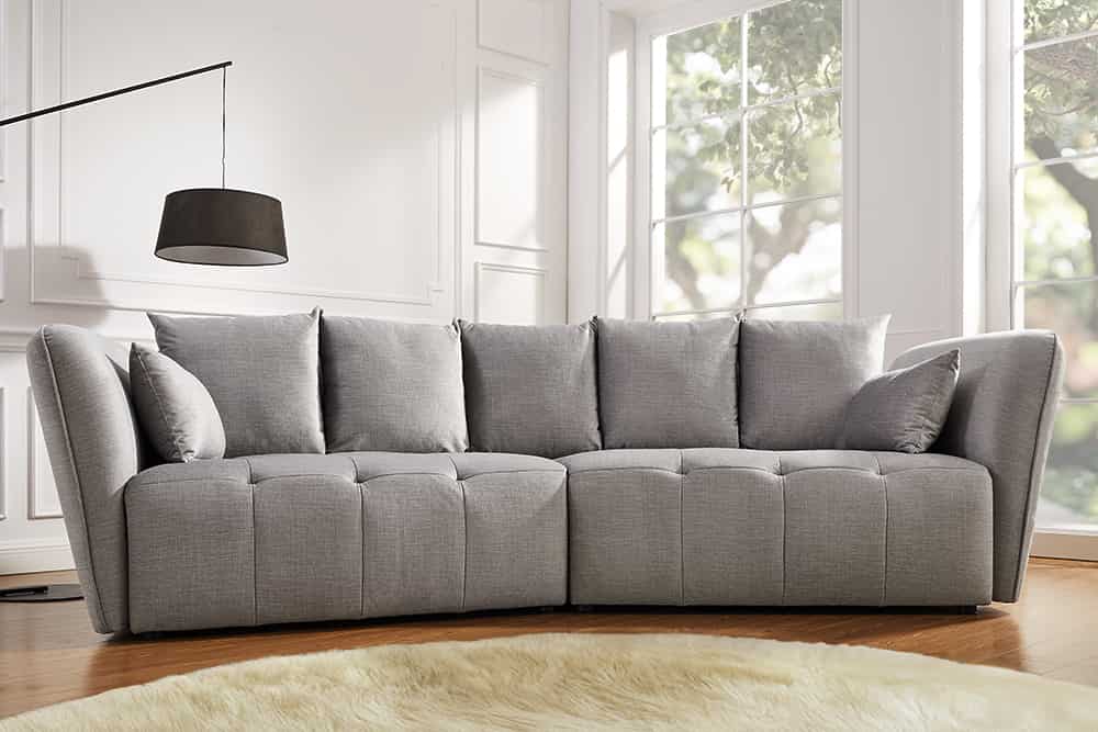 Modernes Big Sofa ROYAL 295cm grau Velours-Strickstoff Federkern XXL-Couch
