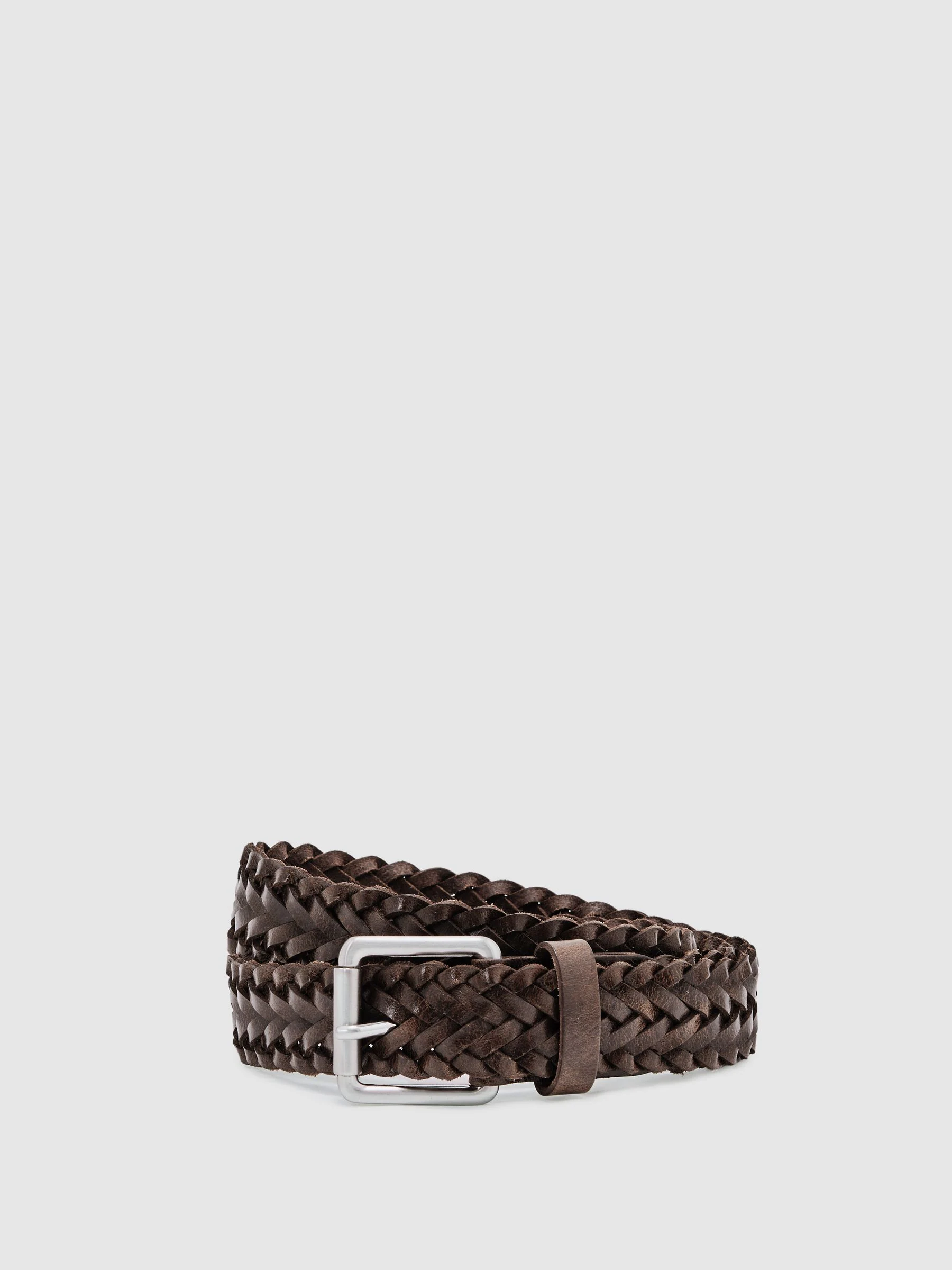 Reiss Carlton Leather Woven Belt