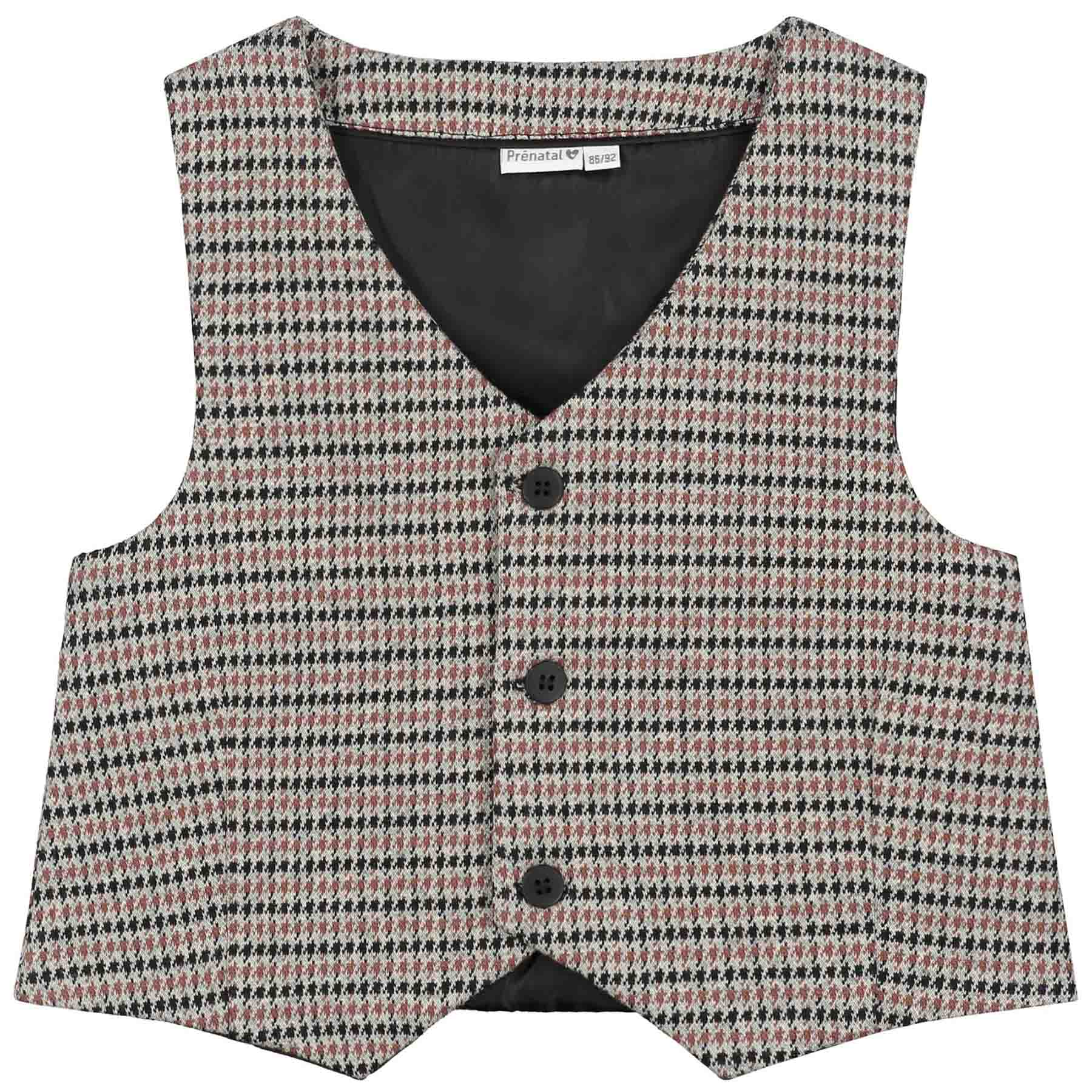Prénatal baby gilet mouwloos ruit grijs