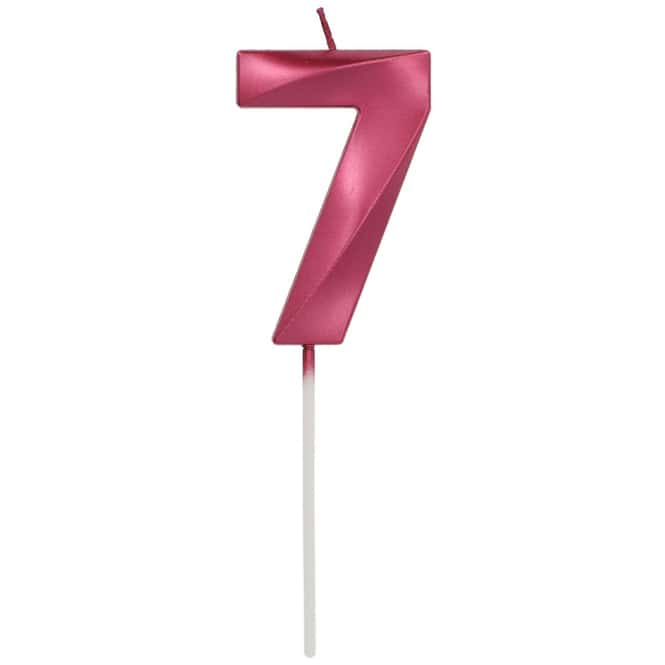 Zahlenkerze - 7 - Glamour Vibes - pink metallic - ca. 7 cm