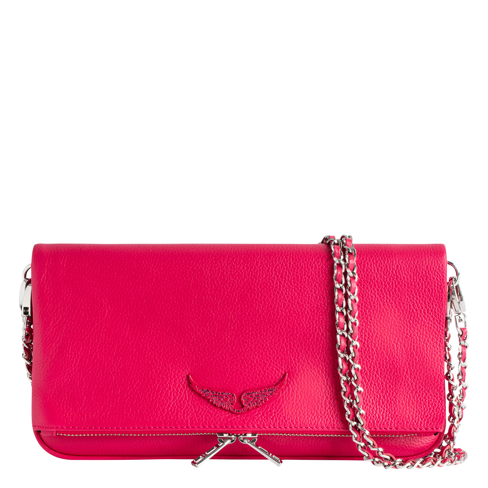 ROCK - Pochette en cuir chaînes en métal | Rose