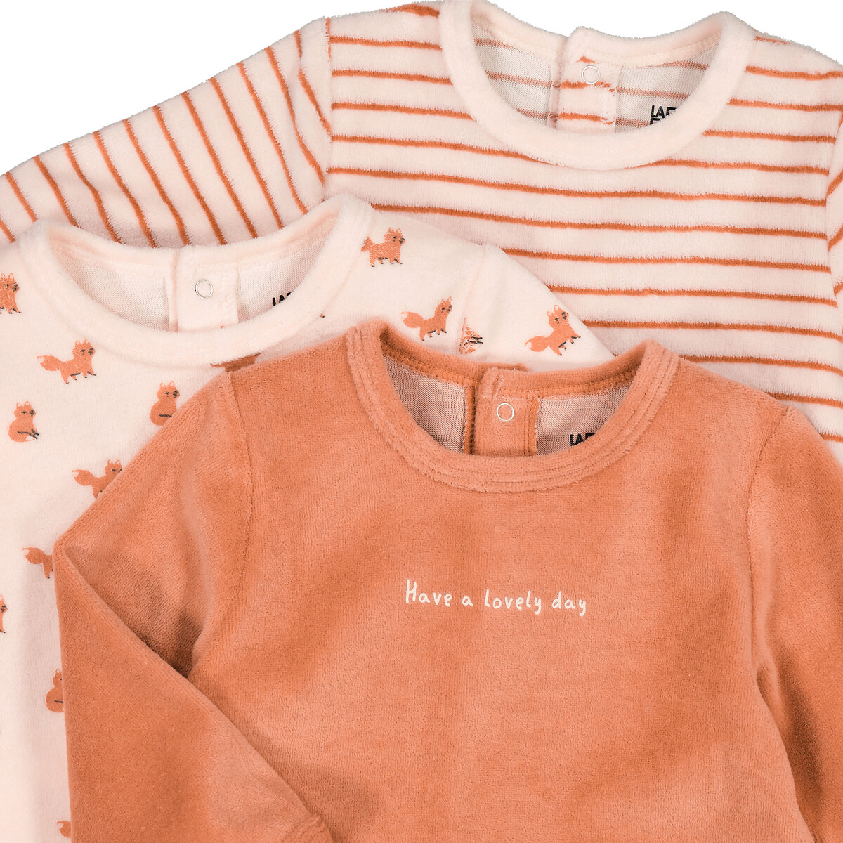 COLEÇÃO LA REDOUTE<br>Conjunto de 3 pijamas de veludo