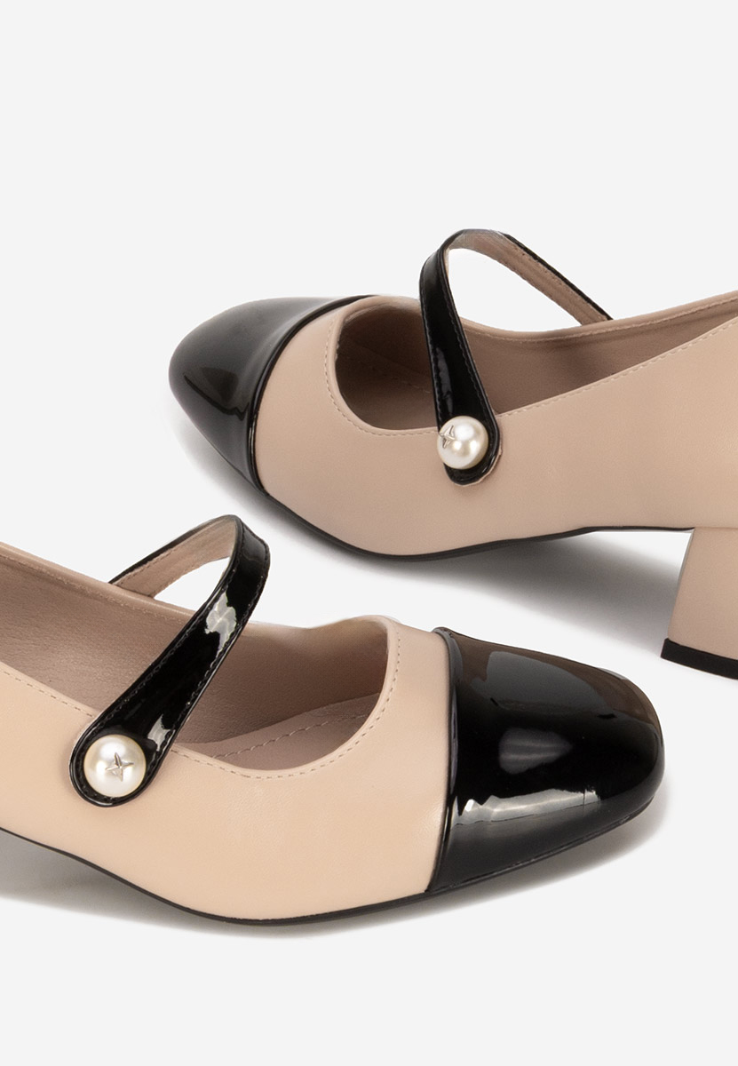 Chaussures à talon épais beige Blety