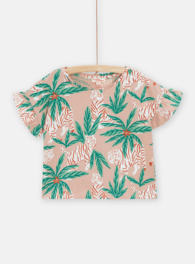 T-shirt rose imprimé tigre pour fille