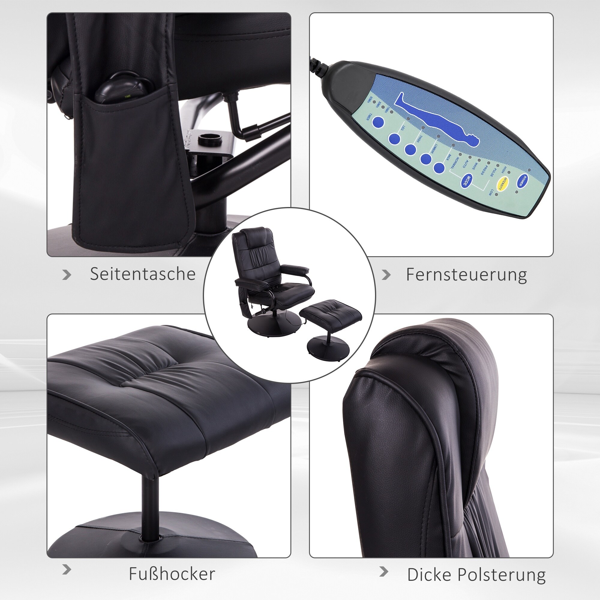 HOMCOM Fernsehsessel Entspannung-Pur, Sessel und Hocker drehbar 77 x 84 x 95 cm (BxTxH)