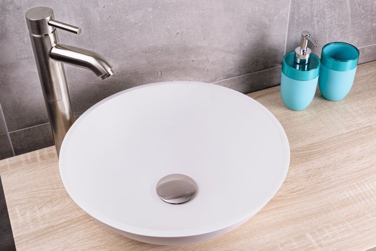 Saniclear Solid Surface waskom set incl. hoge kraan RVS
