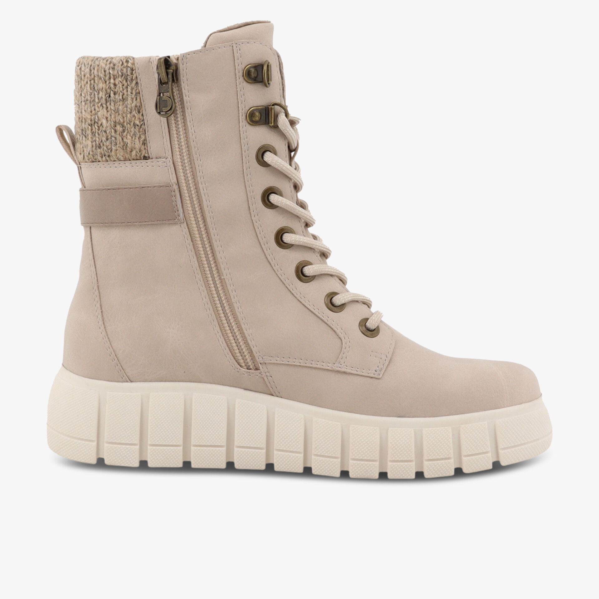 TOM TAILOR Damen Schnürstiefeletten beige