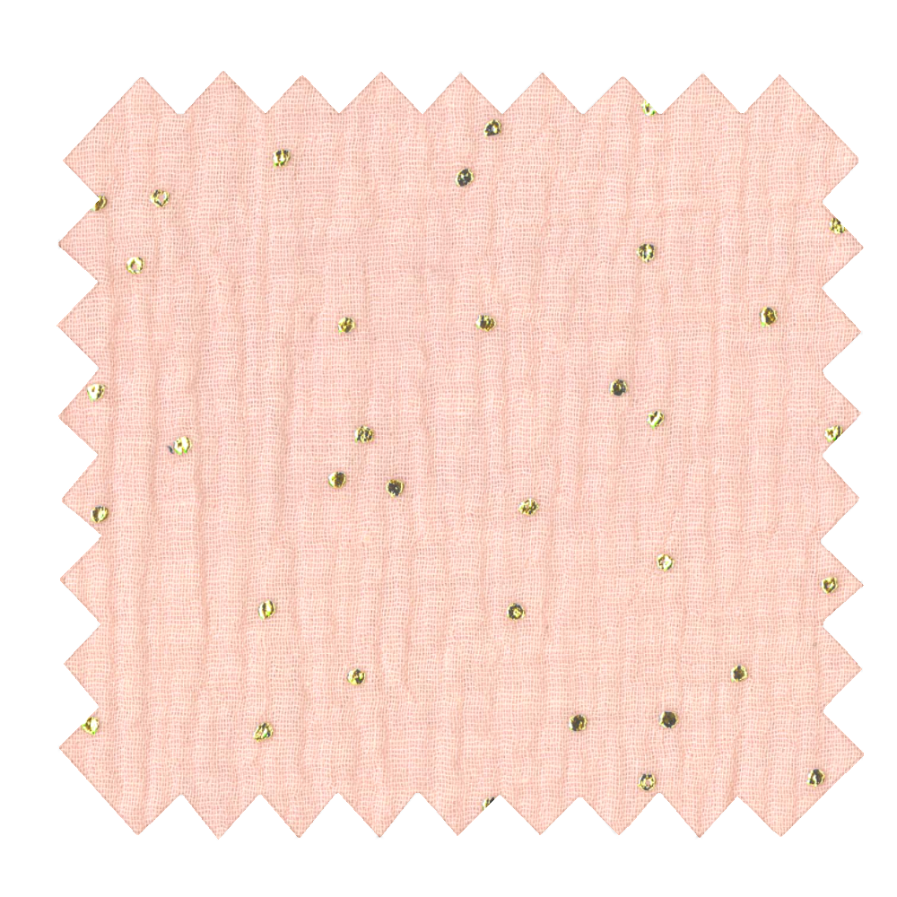 Barrettes Clic-Clac Petits Noeuds Gaze Pois Or Rose
