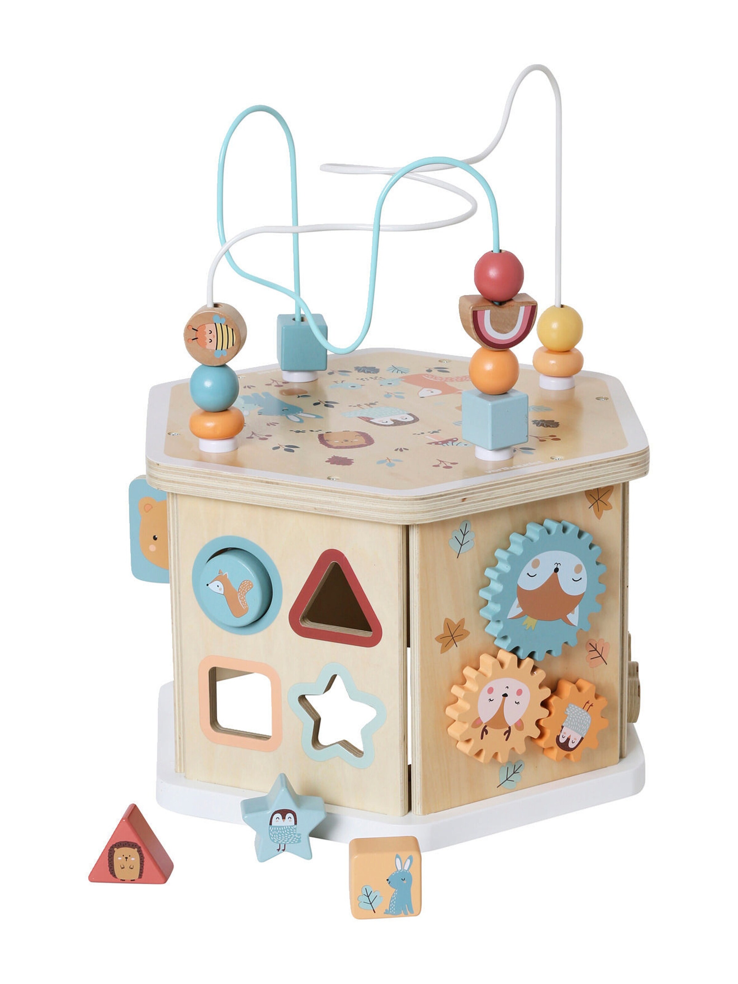 Vertbaudet Sechseckiges Activity-Center, Holz FSC® beige