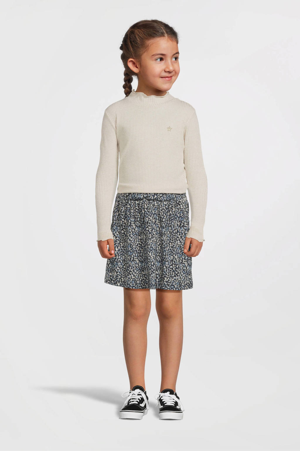 Like Flo jurk Mies met all over print en glitters donkerblauw/offwhite
