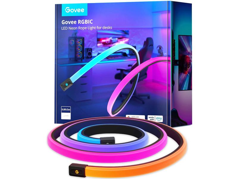 Govee LED Stripe Neon Gaming Table Light, 3 m, RGBIC, Wi-Fi LED Neon Rope Lights for Desks