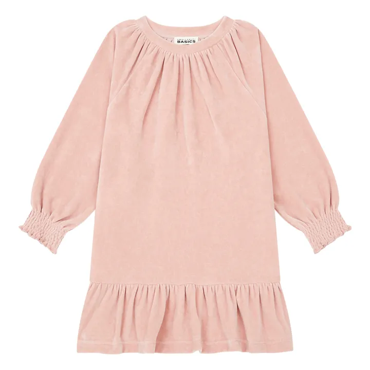 SMALLABLE BASICS Robe Fille Courte à Volants en Velours | Rose poudré