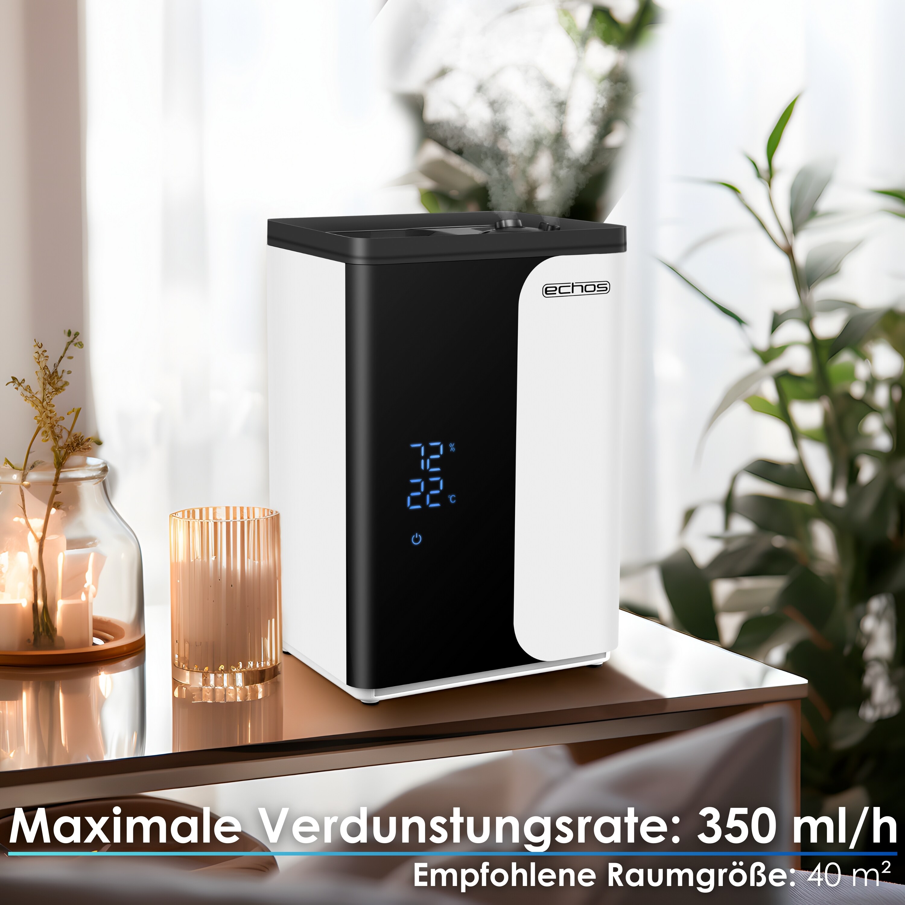Echos WLAN Ultraschall Luftbefeuchter 5L Smart Life App Fernbedienung