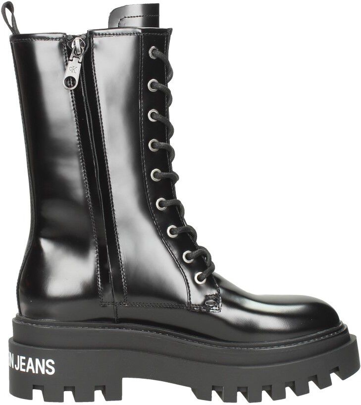 Calvin Klein Flatform Mid Lace Up Boot zwart