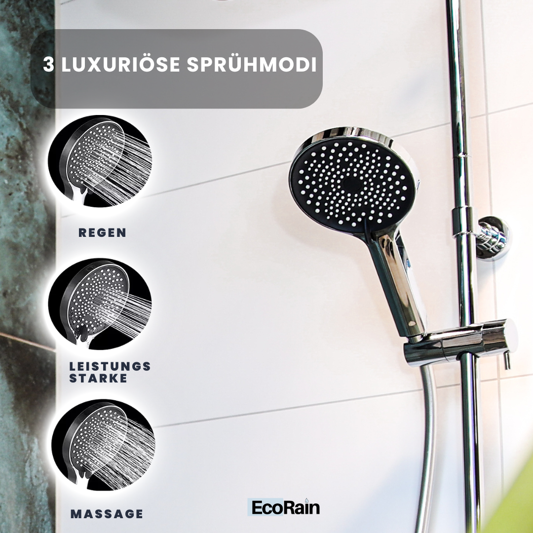 EcoRain Waterbesparende Regendoucheset Melvin XL 30 cm Chroom zonder Thermostaatmengkraan - 30% Waterbesparing - Moderne Regendoucheset - Handdouche 13 cm - Universele Douchekop - Antikalk Douchekop