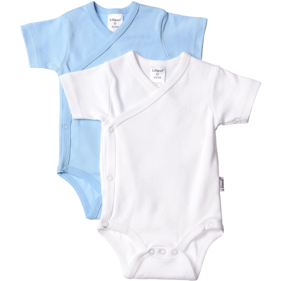 Liliput 2er Pack Wickelbody kurzarm weißhellblau