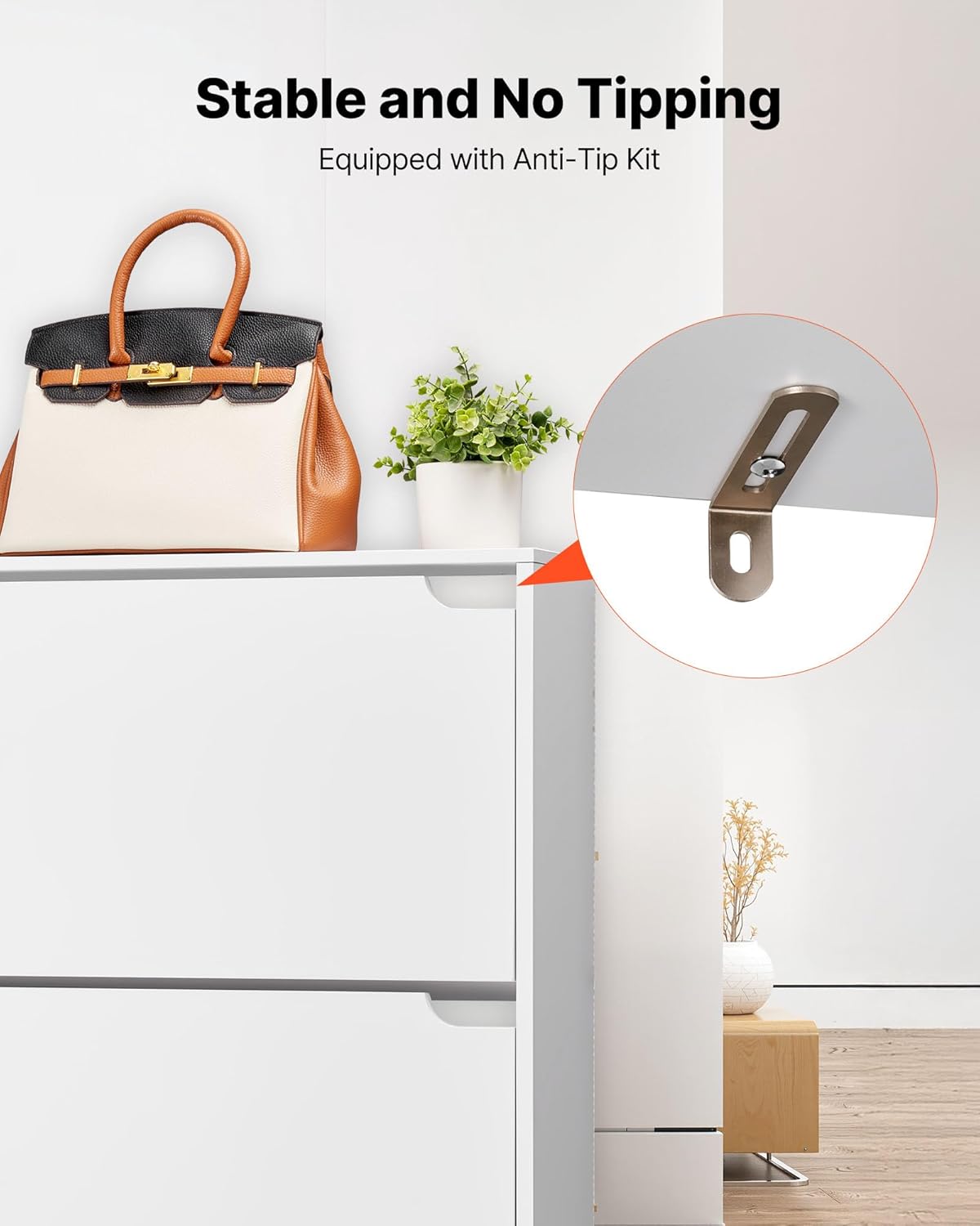 VEVOR Schuhschrank mit 3 Klappen, platzsparender Schuhkipper, freistehender Schuhregal-Organizer für den Eingang Flur Wohnzimmer Veranda, modernes Schuhregal 800 x 220 x 1165 mm Weiß