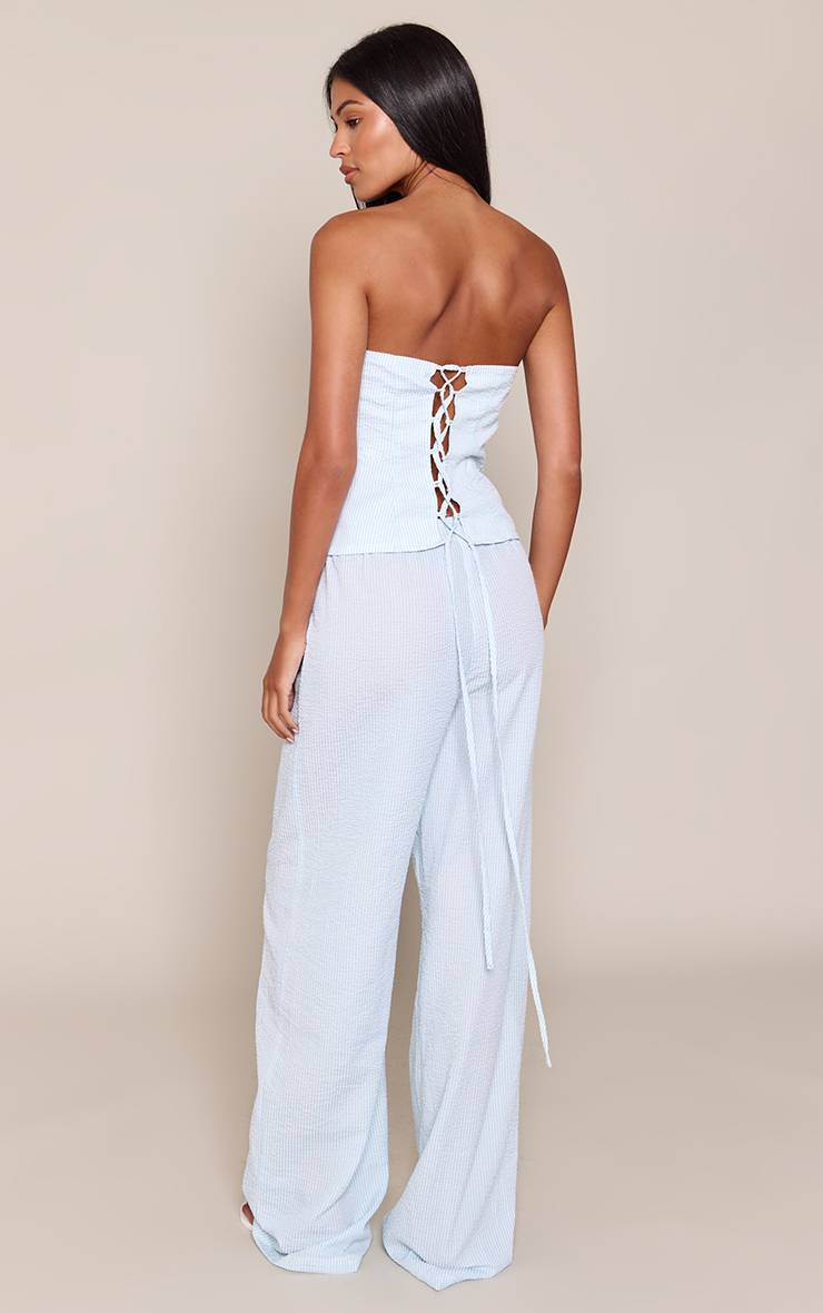 Bleu Pantalon Tall À Rayures Fines Avec Taille Élastiquée
