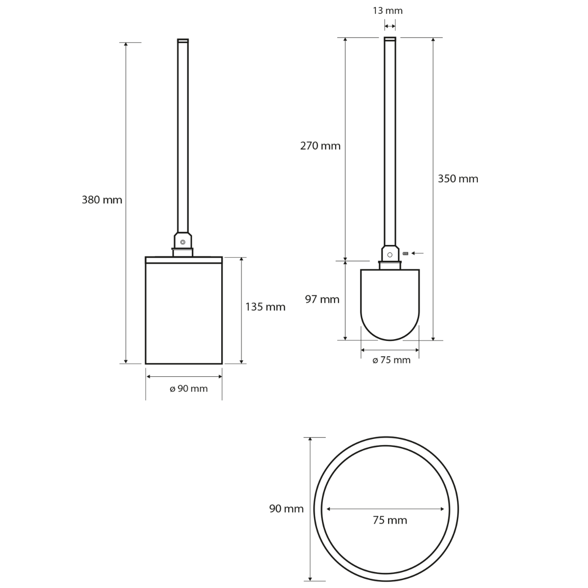 Sapho X-Round toiletborstel zwart