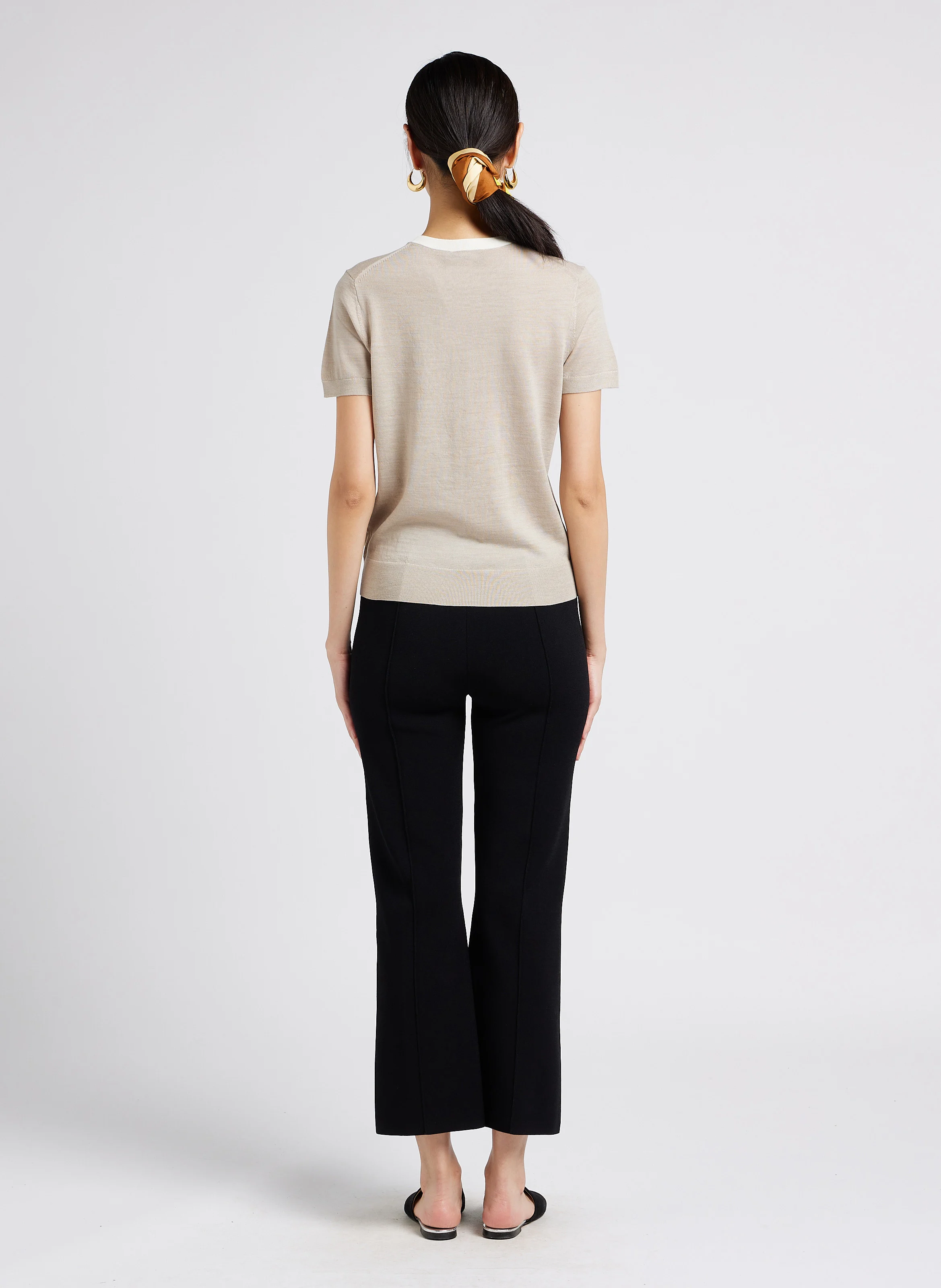 TRIM BASIC TEE REGAL - Pull fin col rond en laine mélangée | Beige