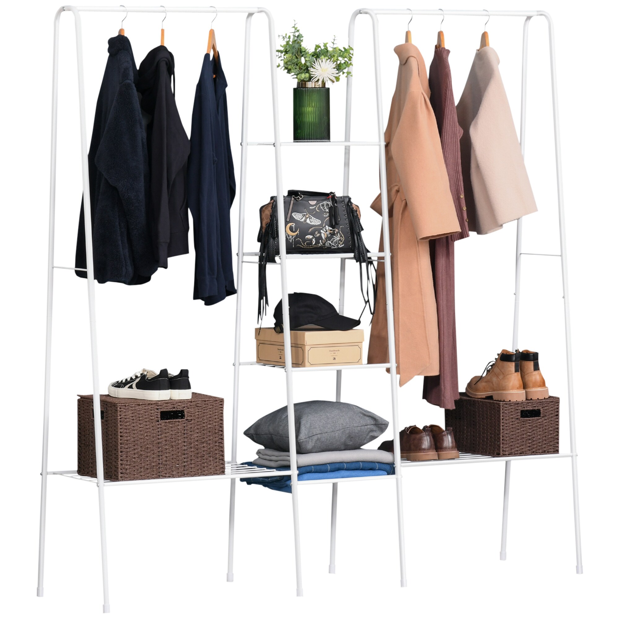 HOMCOM Kleiderständer mit 6 Regale weiß 176 x 47 x 177 cm (BxTxH)
