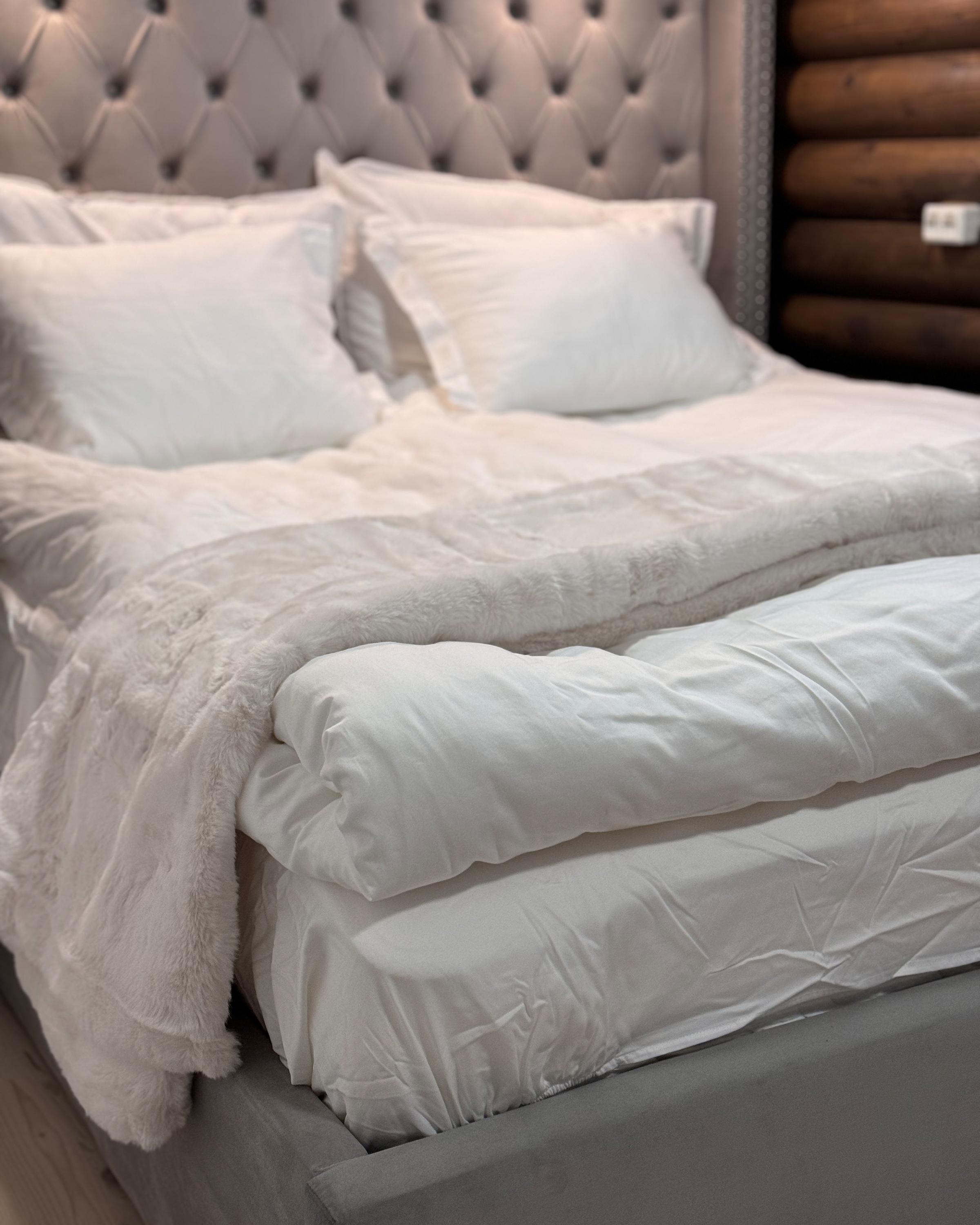 Bed met opbergruimte Fluweel LUBBON 160 x 200 cm Lichtgrijs