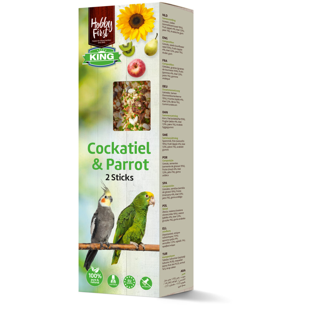 HobbyFirst King Sticks Valkparkieten & Papegaai Fruit180 gr