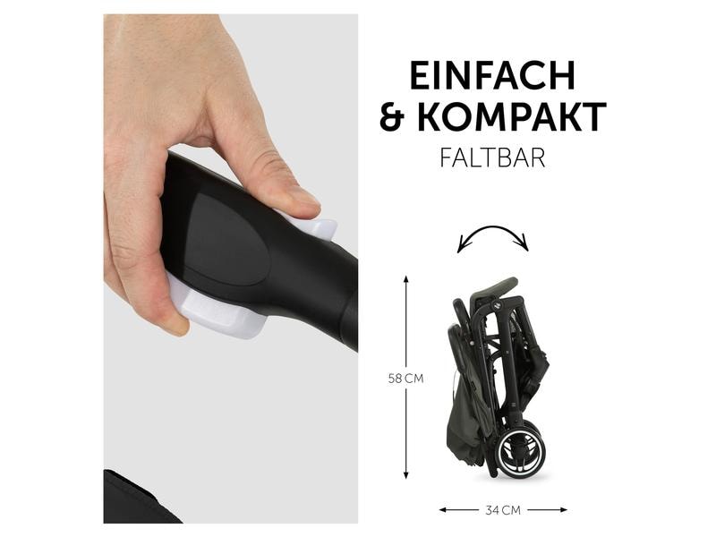 Hauck Buggy Travel N Care Dark Olive Handlicher, kompakt verstaubarer Kinderwagen
