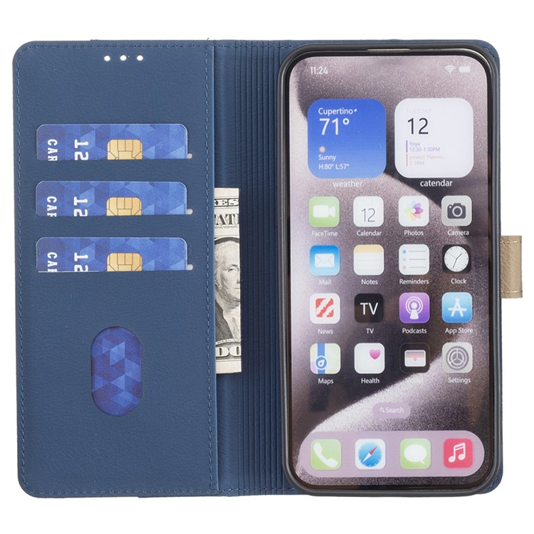 Samsung Galaxy S25 Ultra Leder Tasche Flip Cover (RFID Schutz) - Blau / Beige