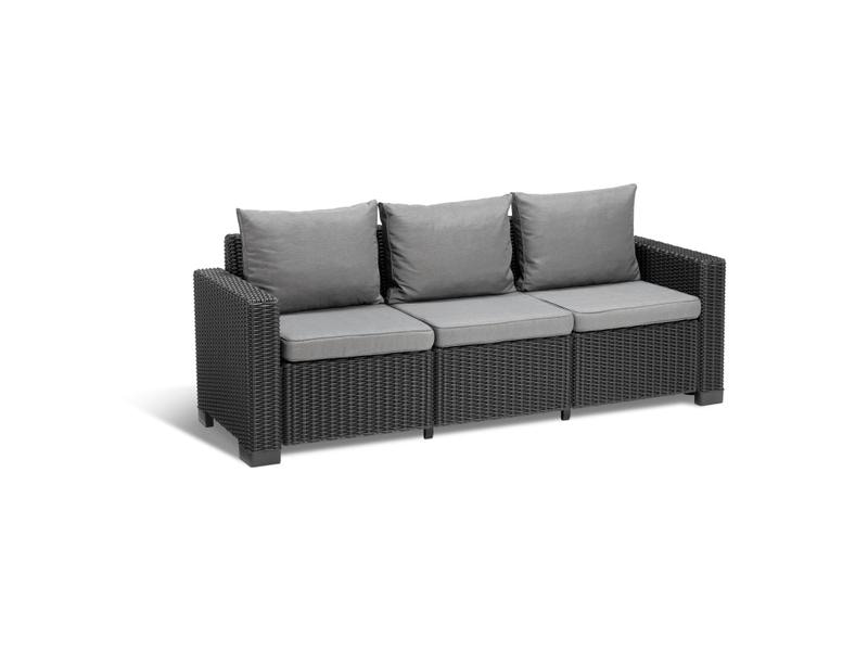 AlliBERT California 3er Sofa, Graphit, inkl. Kissen Outdoor-Sofa