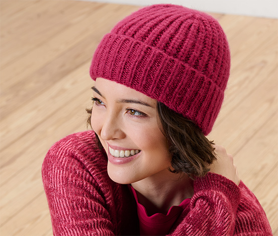 Strickmütze, himbeere