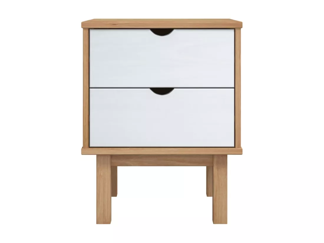 Table de chevet OTTA Marron et blanc 46x39,5x57 cm Bois de pin