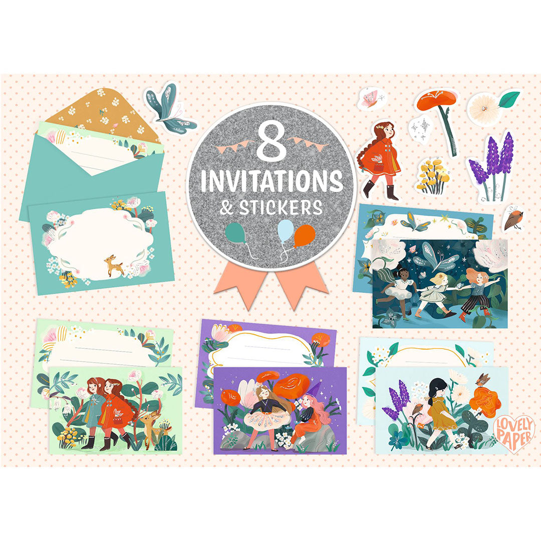 djeco verjaardagsuitnodigingen garden friends - 8st