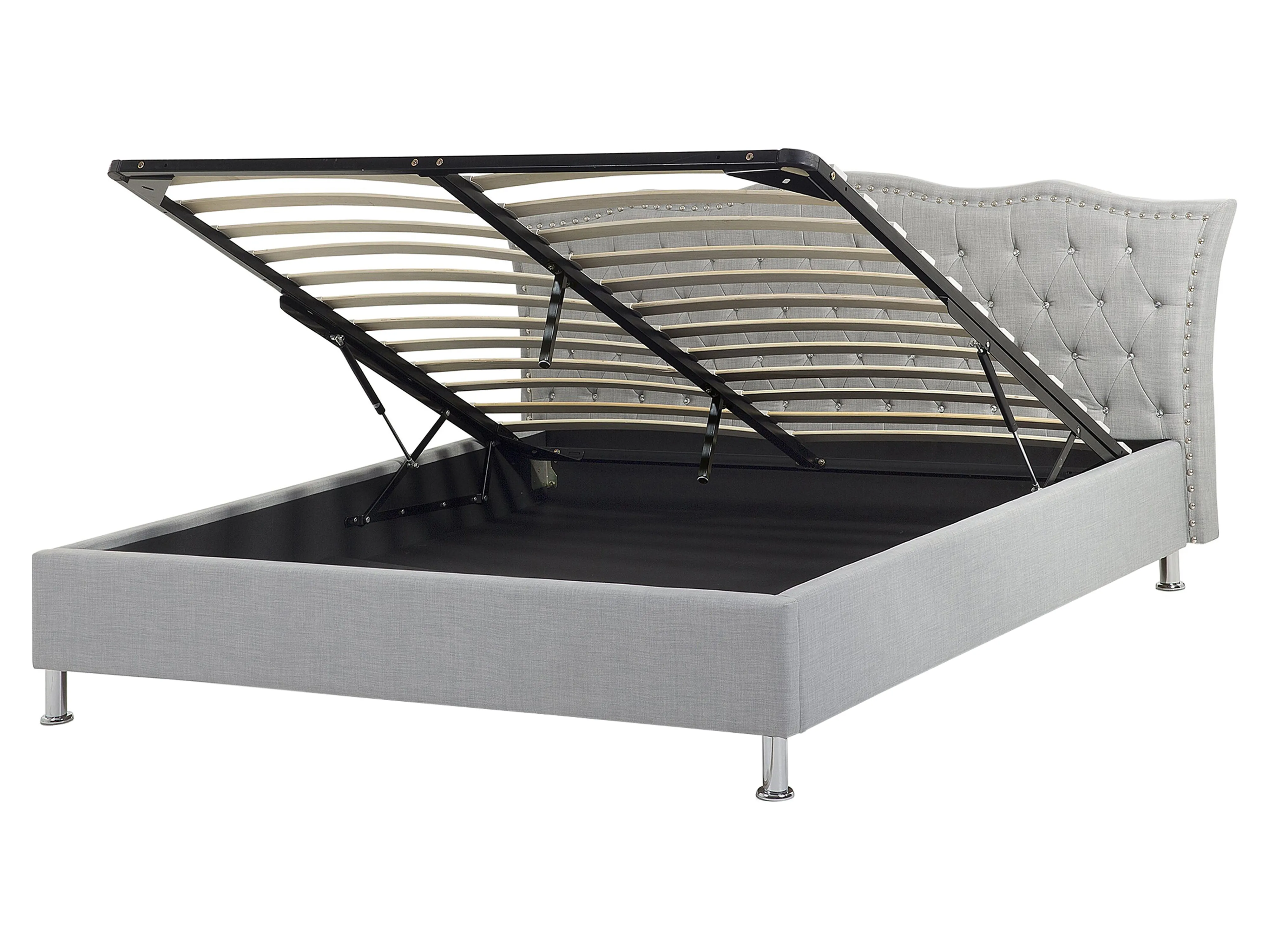 Bed met opbergruimte Stof METZ 160 x 200 cm Lichtgrijs