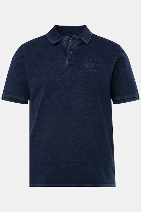 Poloshirt, Halbarm, Piqué, Vintage Indigo Look, bis 8 XL