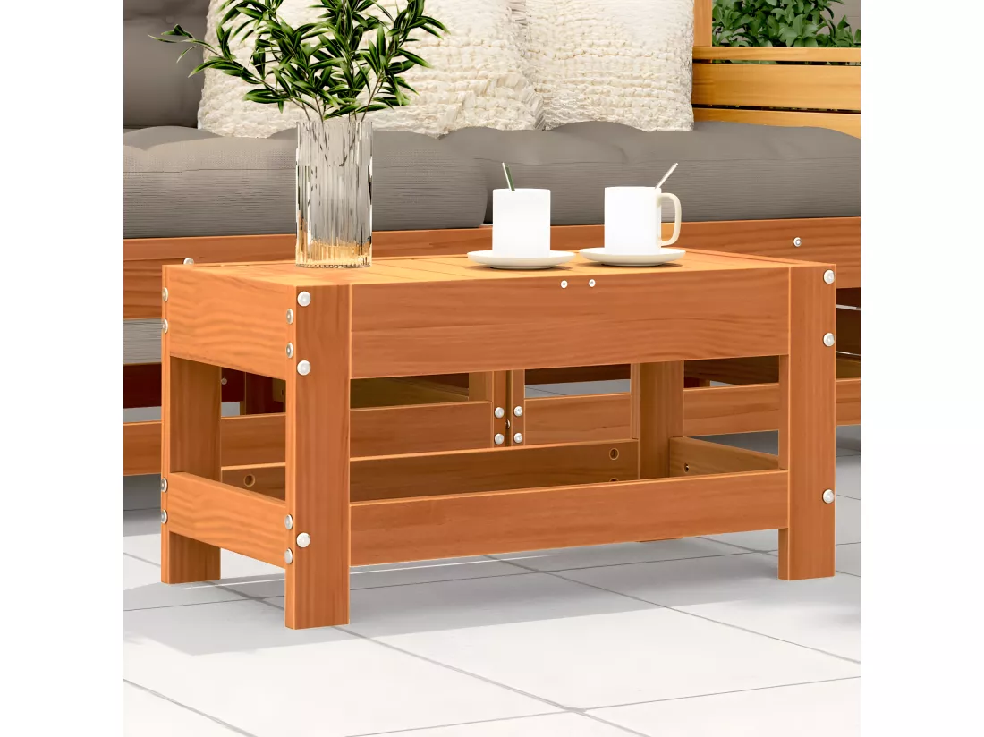 Repose-pied de jardin cire marron 62x30x32 cm bois pin massif