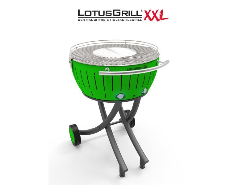 LotusGrill Holzkohlegrill XXL Limettengrün Rauchfreier Holzkohle-Grill für Garten und Balkon