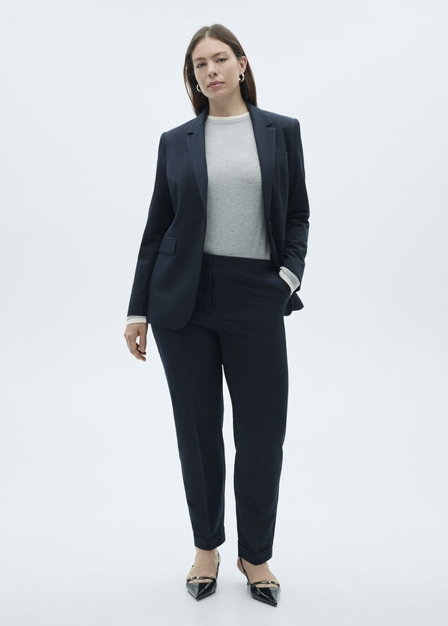 MANGO Straight suit trousers Navy