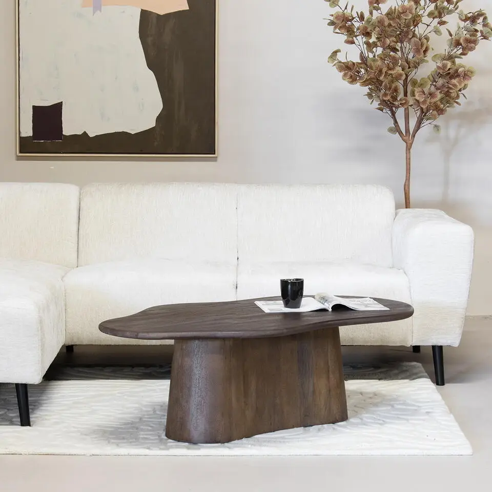 Salontafel Organisch 120cm - Donkerbruin Mangohout - Jessie